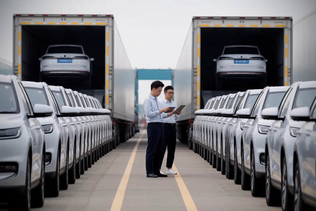 Usine automobile chinoise préparant des SUV électriques pour l’export