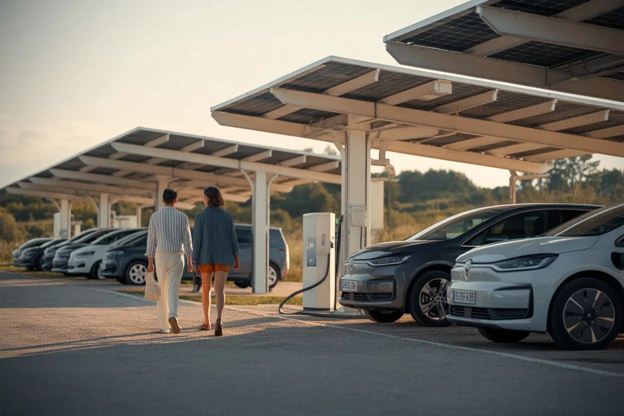 À Pont-les-Bains, l'Oustal couvre ses espaces extérieurs d'ombrières solaires, ce que ce projet change à Salles-la-Source