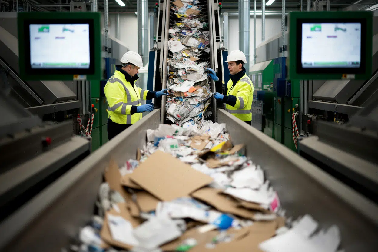Chaîne de tri suisse utilisée pour le recyclage des déchets professionnels